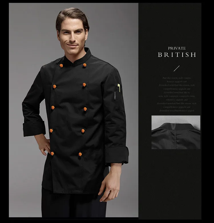 Высокое качество нового Кук костюм Длинные рукава повар ресторана шеф-повар униформа двубортный отель кухня рабочая одежда хорошо спроектированная G21803