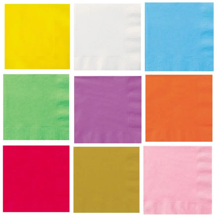

1 Set 20pcs Luncheon Napkins Plain Solid Colours Birthday Party Tableware Catering Beverage Napkins #0W