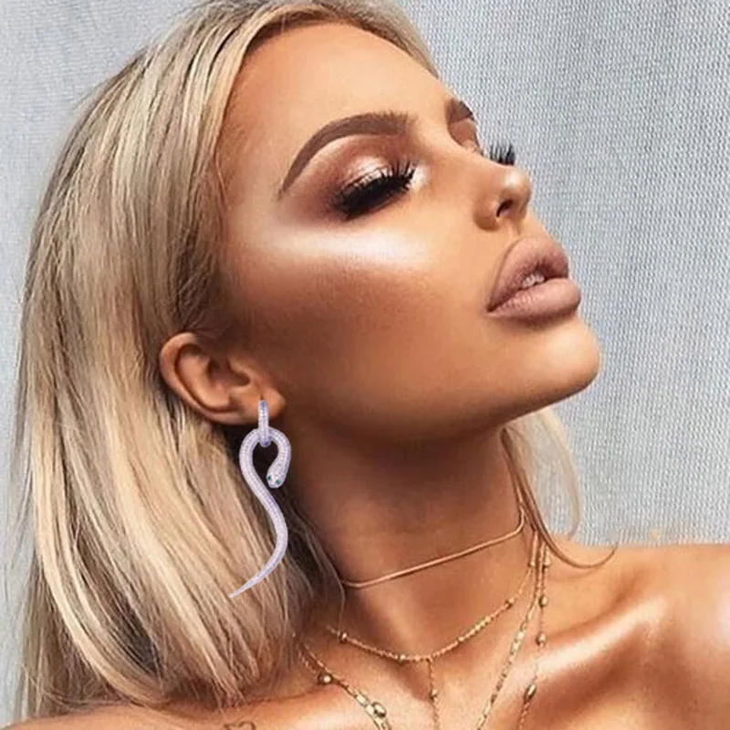 

Be 8 New Stylish Exaggerated Long Drop Dangle Earrings Snake Shape for Women Fashion Jewelry boucle d'oreille femme 2018 E637