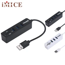 CEL 2 in1 комбо супер Скорость USB 2,0 3 Порты и разъёмы разветвитель+ USB кард-ридер fe29