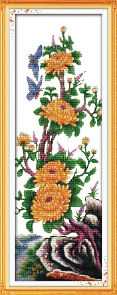 

The Chrysanthemum DMC Cross Stitch Patterns 11CT 14CT Counted Cross Stitch Kits For Embroidery DIY Needlework Cross Stitch
