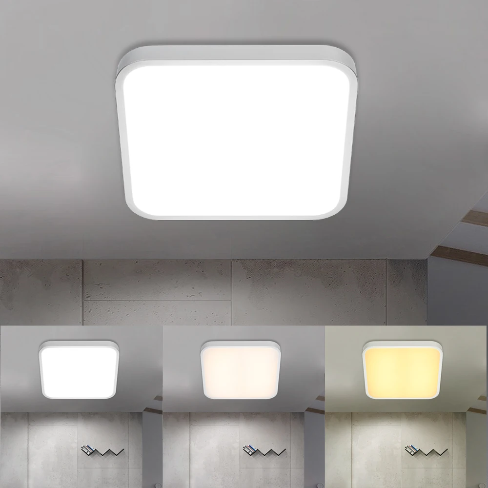 

Square Ceiling Lamp Modern LED ceiling light 24W Color Change Home Lighting Fixture Silver Edge 2700K/4000K/6500K Living Room