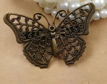 

10pcs/lot Copper Butterfly Buckle Clasps Hair Bands Base Setting Jewelry Findings Antique Bronze Plated Charms