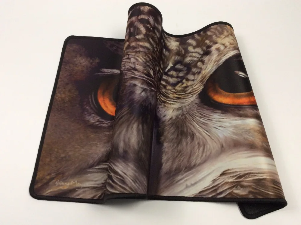 Mairuige Owl Face Black Eyes Super Large Size Optional Mouse Pad Natural Rubber Material Waterproof Desk Mat for 400X900X2MM