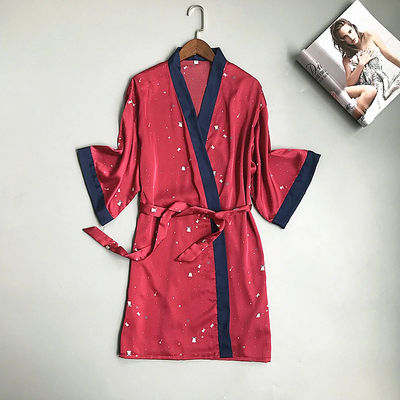 red dressing gown silk