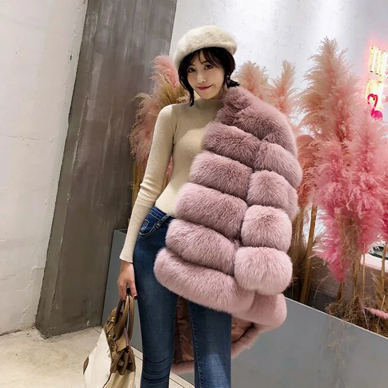 Womens XXL Size Fashions Fake Fur Jacket Winter Overcoat Womens Tops Shaggy Cardigan Pink White Fur Coat Manteau Femme