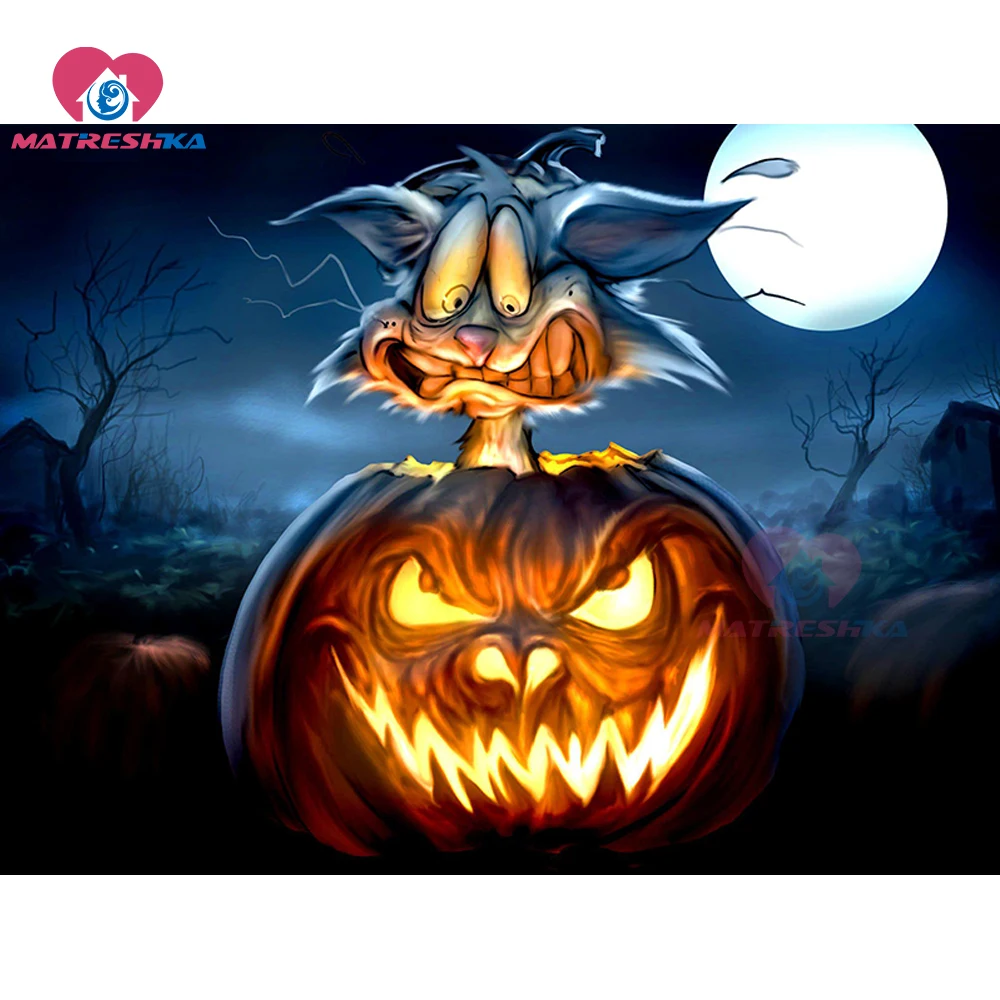 

Halloween DIY Diamond Embroidery "Cartoon" Patterns Needlework Full Square Diamond Painting Cat Rhinestone Wall Art Gift Pokemon