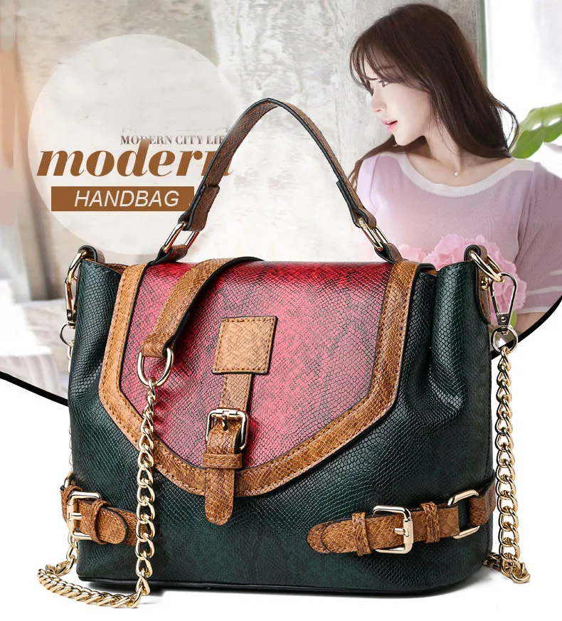 Female Designer Luxury Tote Stylish Snake Skin Print Handbag for Women Big Fashion Leather Shoulder Bag Panelled Crossbody Purse (1)