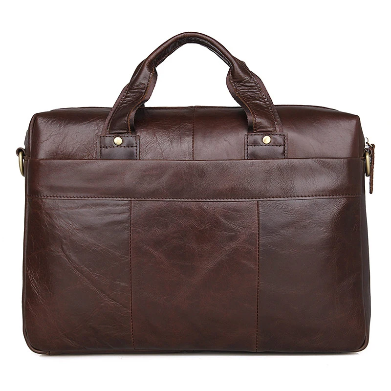 

Real Leather Briefcases Cowhide Men Trendy Solid Business Bag Unique Design Simple Handbag Laptop Bag