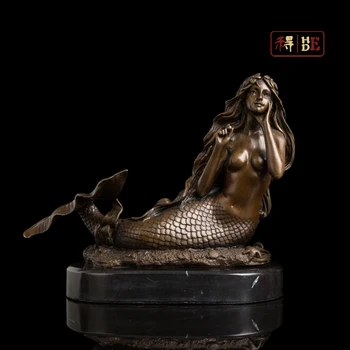 

Wo have European style figure Brass statues sculpture for home modern retro living model room decoration "Mermaid >DS-612