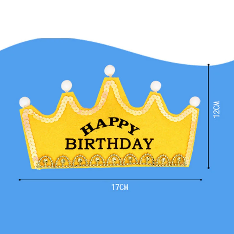 Светодиодный светящийся счастливый шляпы для вечеринки по случаю Дня рождения милый король Кепка Принцесса Корона ребенок душ декоративные принадлежности подарки для мальчиков девочек