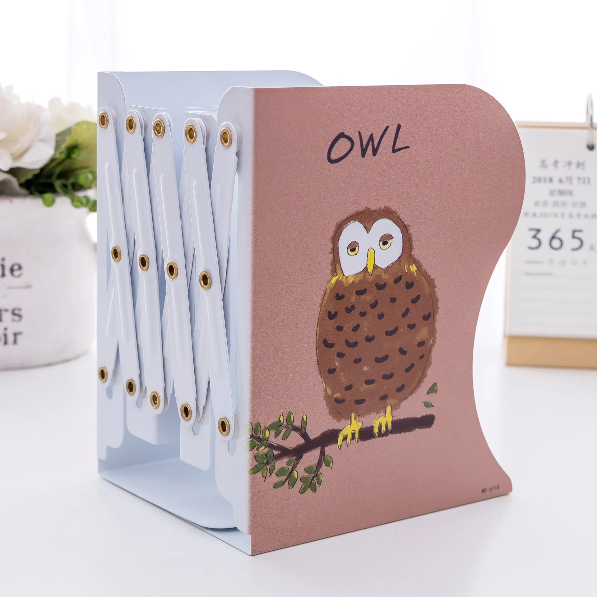 Cute Cartoon Owl Cat Flexible Stretch Folding Metal Bookends Book