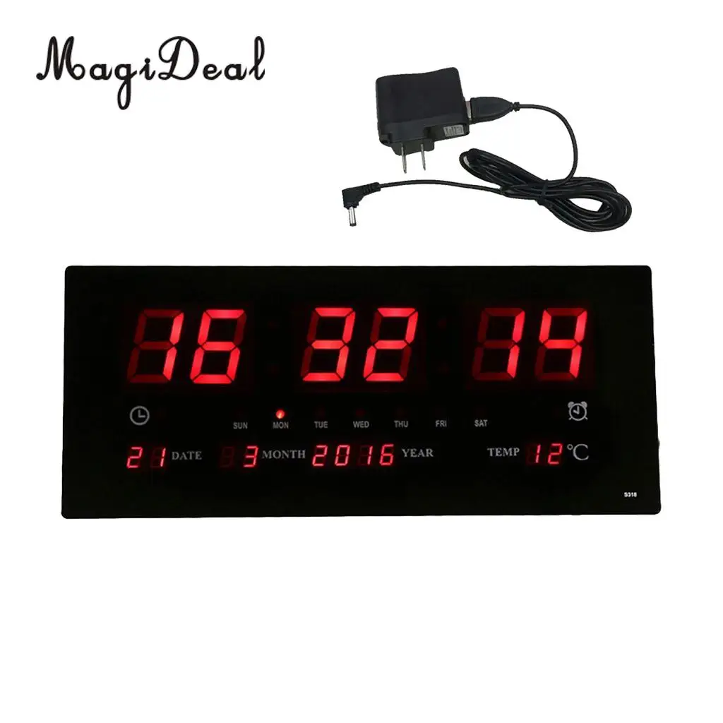 Extra Big Screen LED Office Wall Clock 24H Calendar  -Time  - Days  - Week  - Year Temperature Meter Projection Clocks US