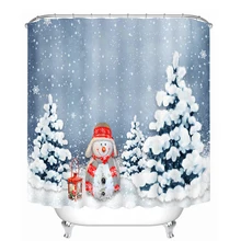 Merry Christmas Cute Snowman in Snow Shower Curtains Bathroom Curtain Waterproof Thickened Bath Curtain Customizable цена Merry Christmas Cute Snowman in Snow Shower Curtains Bathroom Curtain Waterproof Thickened Bath Curtain Customizable цены онлайн