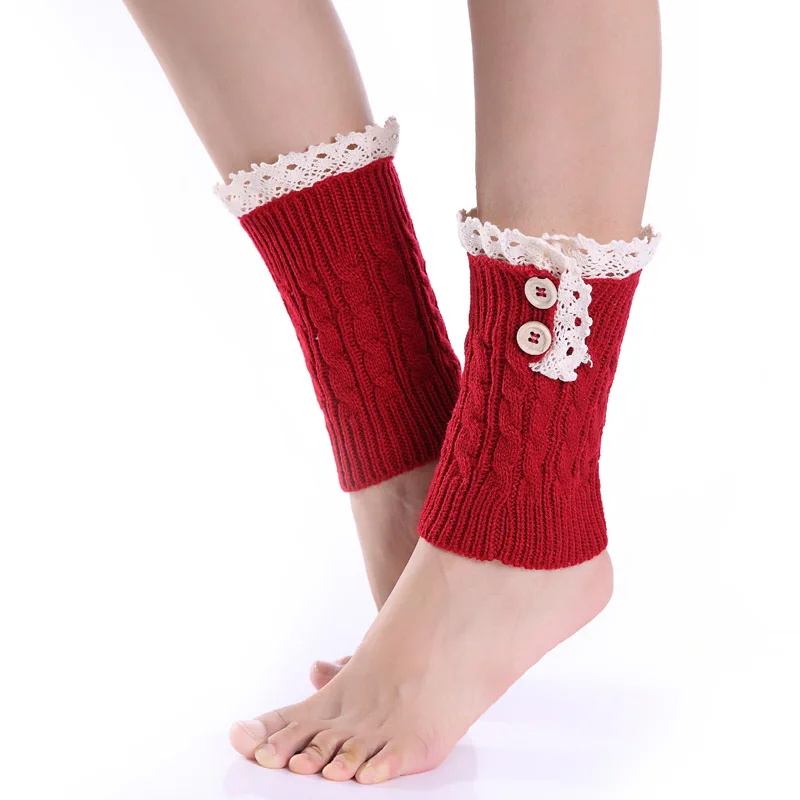 

Eight 8 word twist wool short socks set and the United States new lace 2 button female boots set autumn and winter leg sets