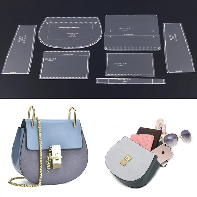 

1Set Acrylic Stencil Laser Cut Template DIY Leather Handmade Craft Shoulder Bag Sewing Pattern