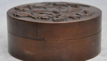 

4"old china chinese fengshui pure bronze lotus flower fish goldfish statue boxes