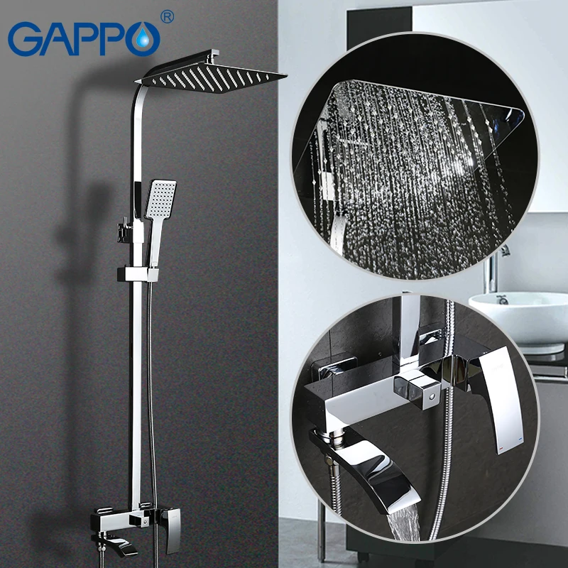 

GAPPO shower faucet waterfall bath tap mixer Bath tub taps rainfall big shower head wall mounted bathroom shower faucet
