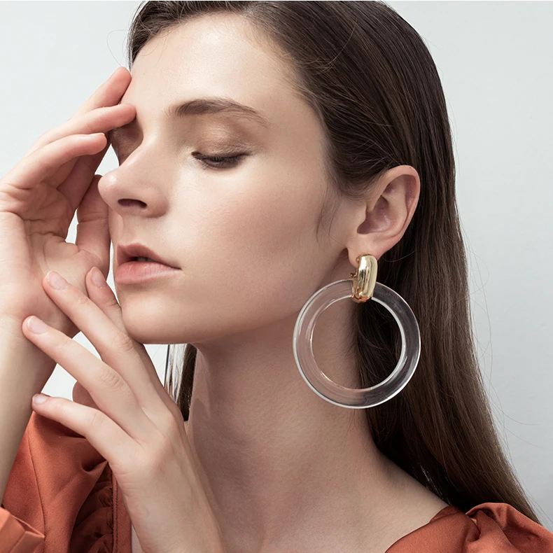 

2019 Christmas Gift Free Dropshipping Transparent Color Lucite Resin Earrings Acetate Statement Drop Earrings