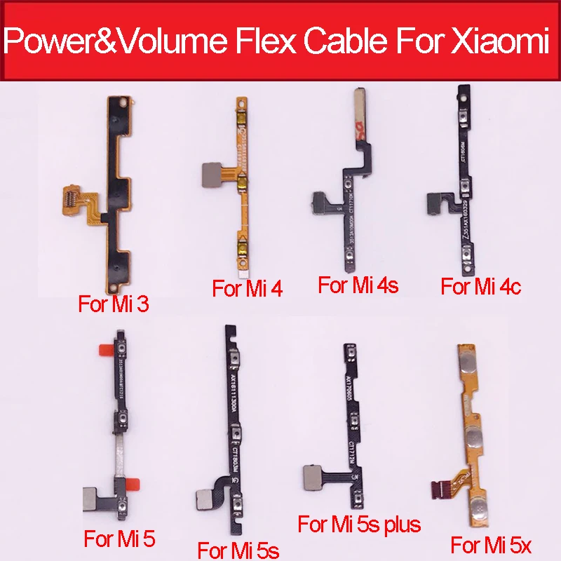 Кнопка питания и громкости гибкий кабель для Xiao mi 6 mi 5S 5x 5c M5s Plus mi 3 4 5 4S 4c регулятор громкости гибкий ленточный запасные части