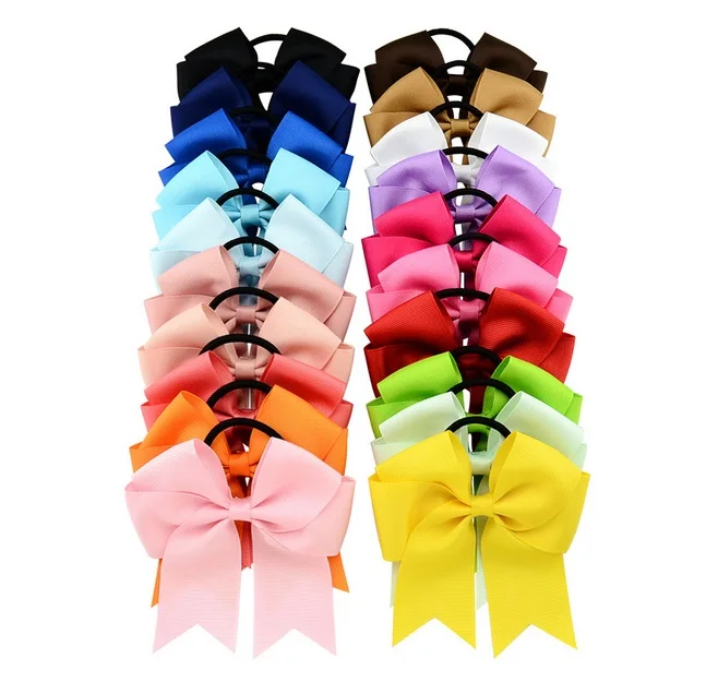 20 الألوان 4.5 بوصة Bowknot الصلبة الفتيات التشجيع الشعر القوس Grosgrain الشريط يهتف القوس شريط مرن ذيل حصان ماسك الشعر A172