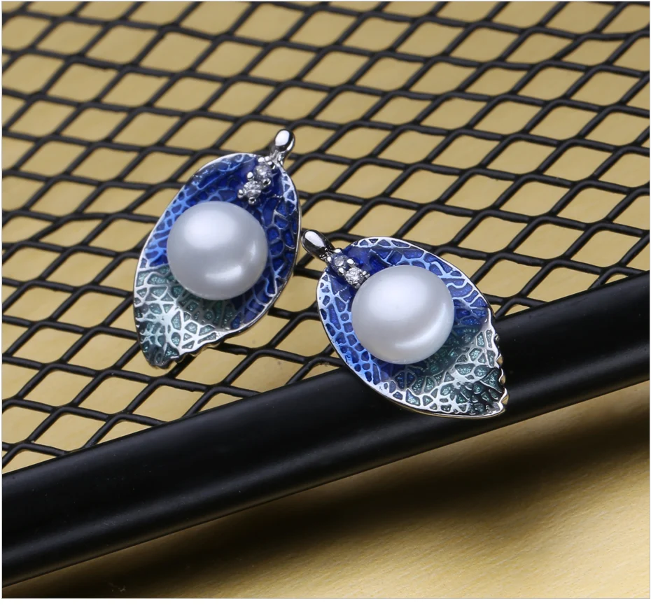 MITUO Ювелирные изделия из жемчуга комплекты 925 серебро серьги-гвоздики ASOS, натуральный жемчуг листьев ожерелье для женщин love Богемия серьги