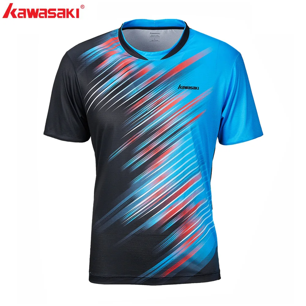 Kawasaki, футболка для бадминтона, Мужская теннисная рубашка, быстросохнущая, короткий рукав, тренировочные, дышащие рубашки для мужчин, ST-S1128