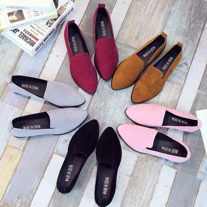 

2019 Spring Women Loafers Flats Shoe Women Casual Shoes Suede Slip on Boat shoes Female Shoe Comfortable Ballet Flats Size 35-40