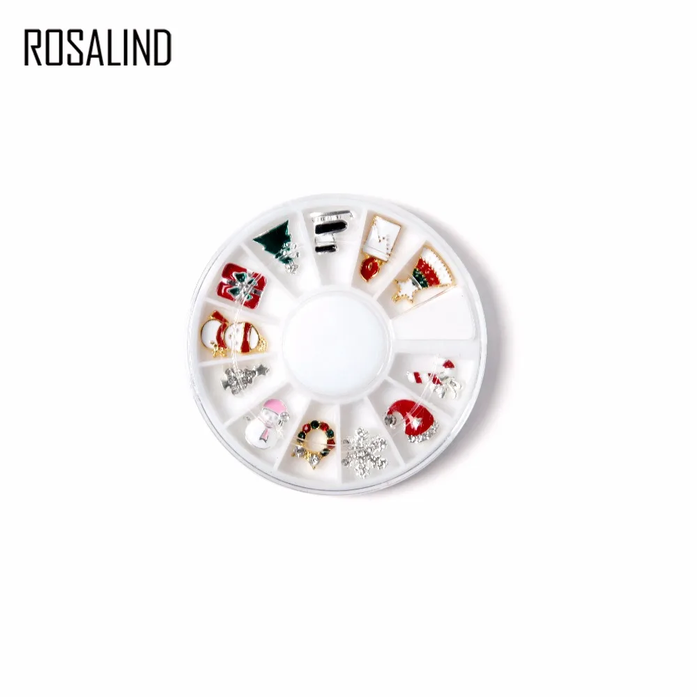 

ROSALIND Christmas Series Rhinestone & Decoration With 12Pcs/Wheel Acrylic 3D Cartoon For Gel Nail Polish Decorations
