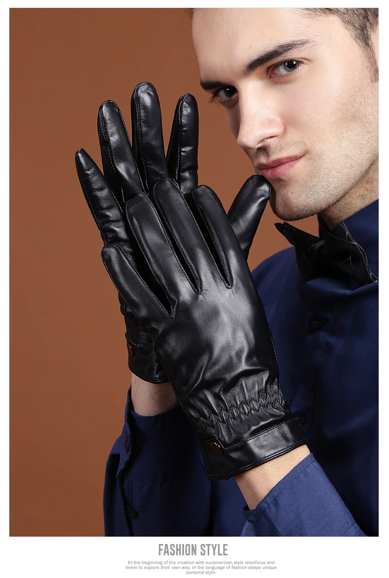 100 Sheep Skin Gloves Men Pure Genuine Leather Gloves For Winter