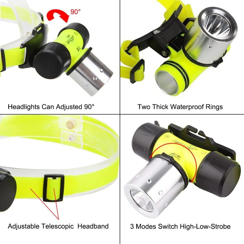 Waterproof 8000Lumen X-XML T6 LED Diving Swimming Headlamp Headlight Torch BT 