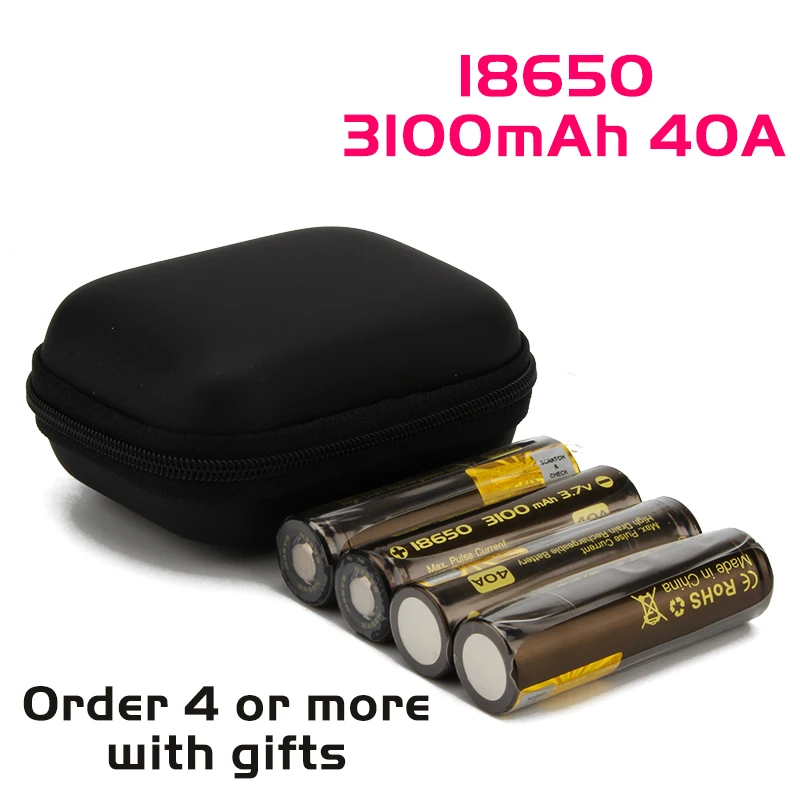 3100 4pcs case 3 Basen rechargeable Batteries 18650 4Pcs 18650 Rechargeable Battery Protected 18650 Vape