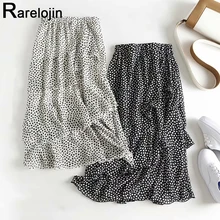 Летняя юбка Новая женская модная юбка с высокой талией юбка с принтом гофрированная юбка для торта Женская юбка миди одежда