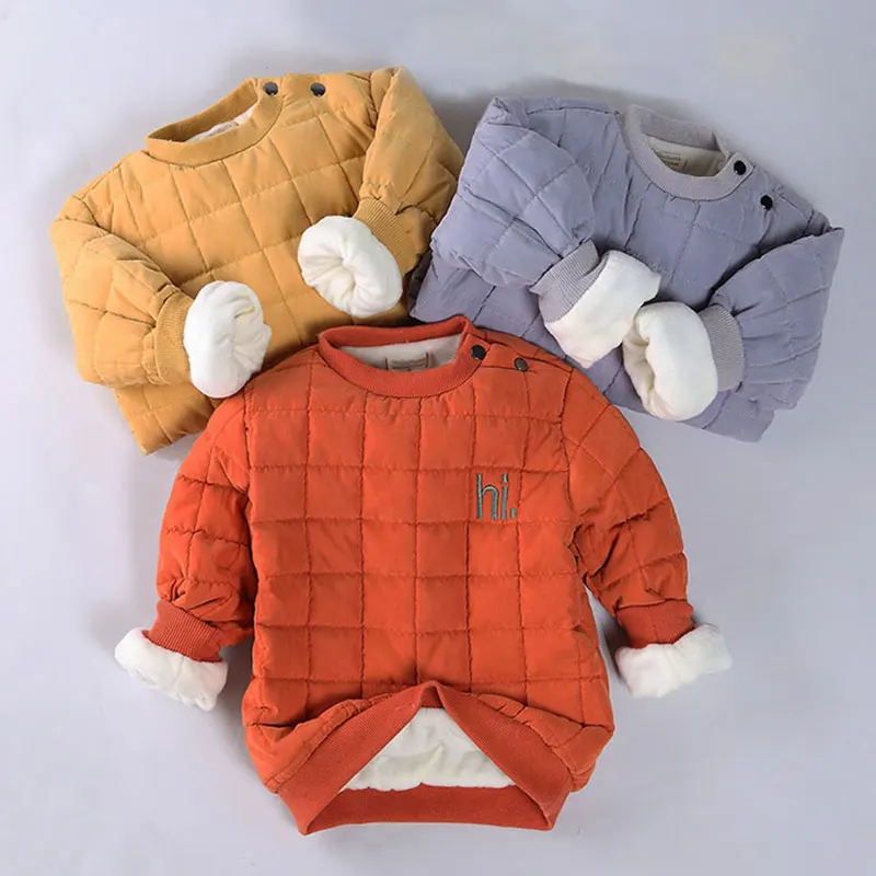 Однотонный плотный хлопковый флисовый свитер для новорожденных девочек; осенне-зимняя одежда; детская одежда; куртки для мальчиков; пальто для младенцев; От 1 до 5 лет