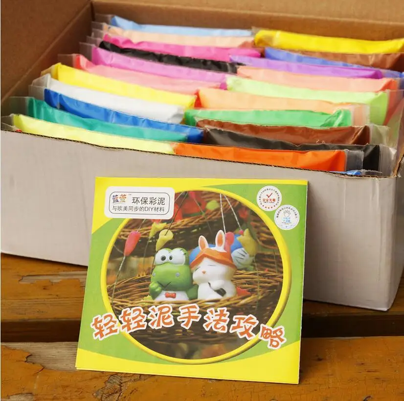 Ceny Nowy Playdough 24 kolory 24 sztuk zestaw miękkiego polimeru modelowania gliny z narzędziami dobry pakiet specjalne zabawki modelina diy.