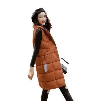 

Br 2018 women vest Winter jacket Thicken Warm Long Casual Cotton Padded Waistcoat female Sleeveless waistcoat Jacket winter