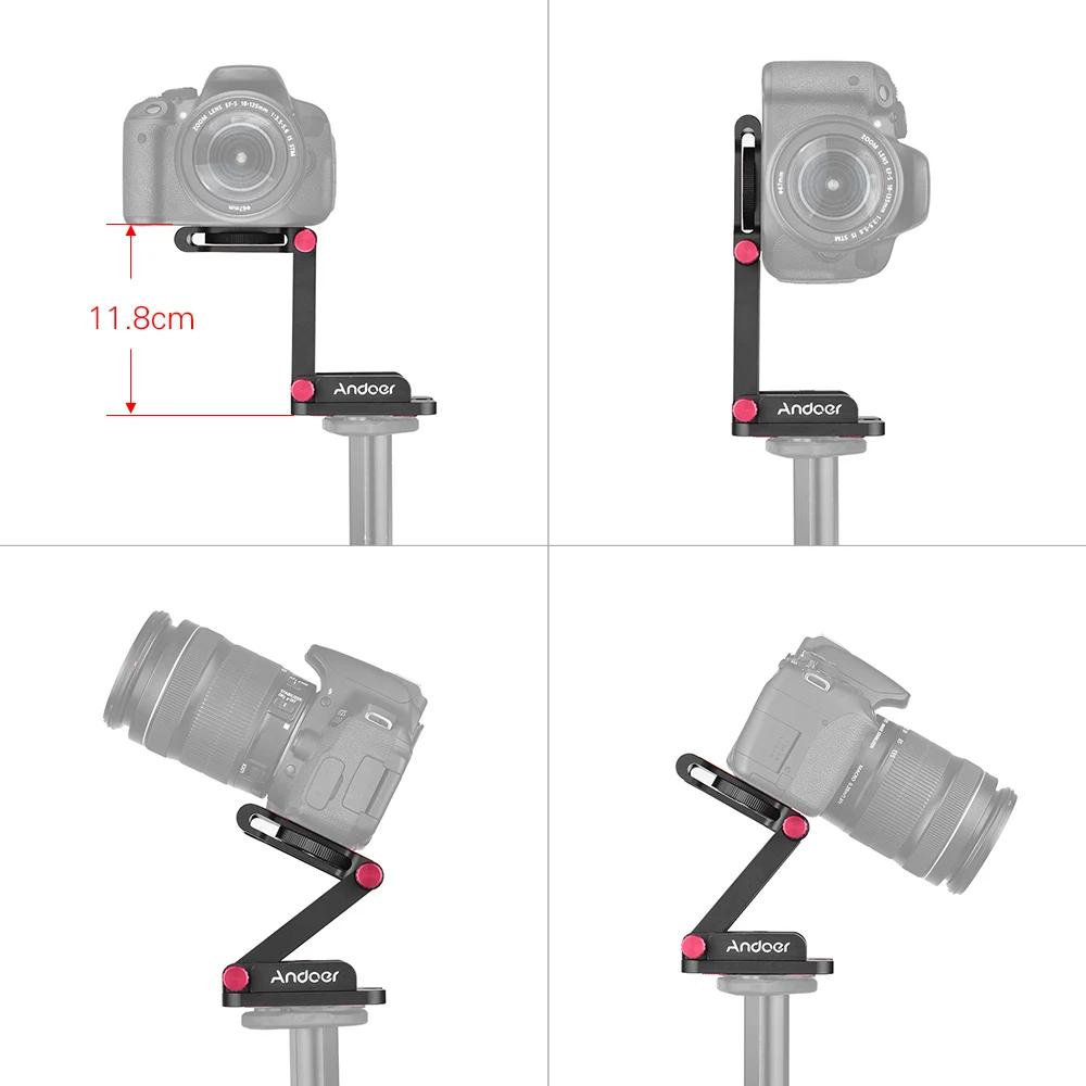 Andoer Aluminum Alloy Z Flex Tilt Tripod Head Folding Quick Release Plate Camera Ball Head for Canon Nikon Sony DSLR Stabilizer