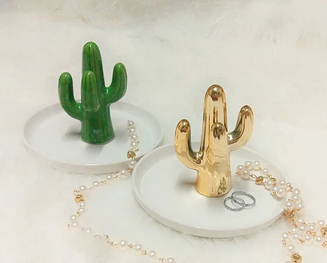 Nordic Ceramic Jewelry Tray Organizer Necklace Ring Display Plate Creative  Decorative Crafts Cactus Antlers Holder Desktop Dish - AliExpress