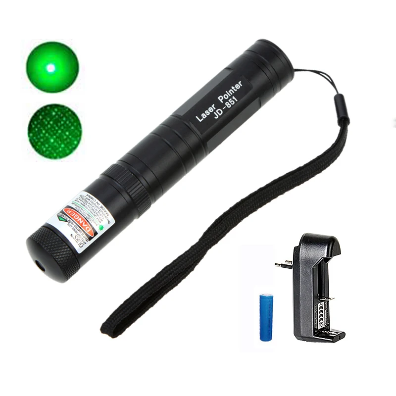 عالية الطاقة الخضراء مؤشر ليزر القلم JD-851 532nm مشرق ضوء مشكال الليزر + 16340 بطارية + شاحن عالية الطاقة الخضراء مؤشر ليزر القلم JD-851 532nm مشرق ضوء مشكال الليزر + 16340 بطارية + شاحن
