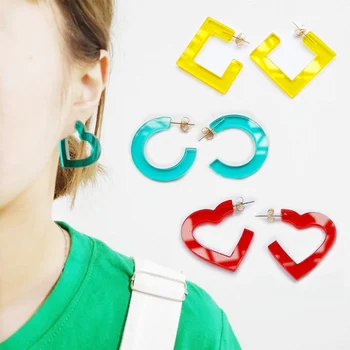 

Fashion Color Earrings Stud Earrings Geometric Acrylic Circle Candy C Shape Transparent jewelry Girl Wedding Party