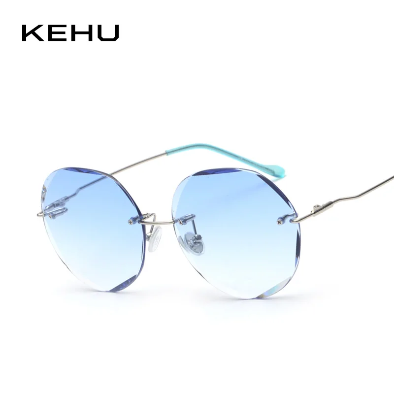 KEHU женские круглые бескаркасные солнцезащитные очки высокого качества с оправой
