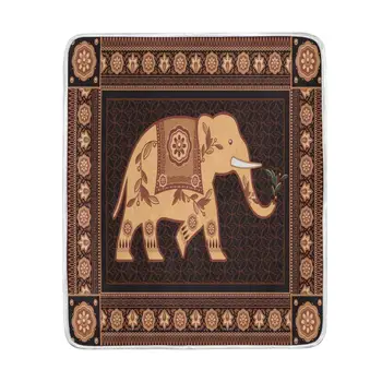 

Vintage Indian Elephant Brown Blanket Soft Warm Cozy Bed Couch Lightweight Polyester Microfiber Blanket for Kids Women Boy