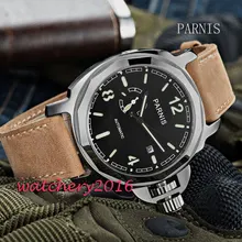 New 44mm Parnis Black Dial sapphire glass miyota Automatic Movement Mens Watch 5 New 44mm Parnis Black Dial sapphire glass miyota Automatic Movement Mens Watch 5