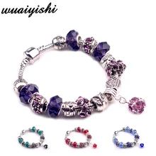 Женский браслет pulseras mujer с кристаллами и бусинами, очаровательные ювелирные изделия, серебряные DIY Браслеты для женщин, модный браслет, цепочка из сплава bileklik