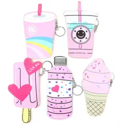 ID Держатели сладкое мороженое стиль розовый ПУ, кожаная Монета Кошельки сумки милые мороженое бутылка кожаный чехол ID Держатели