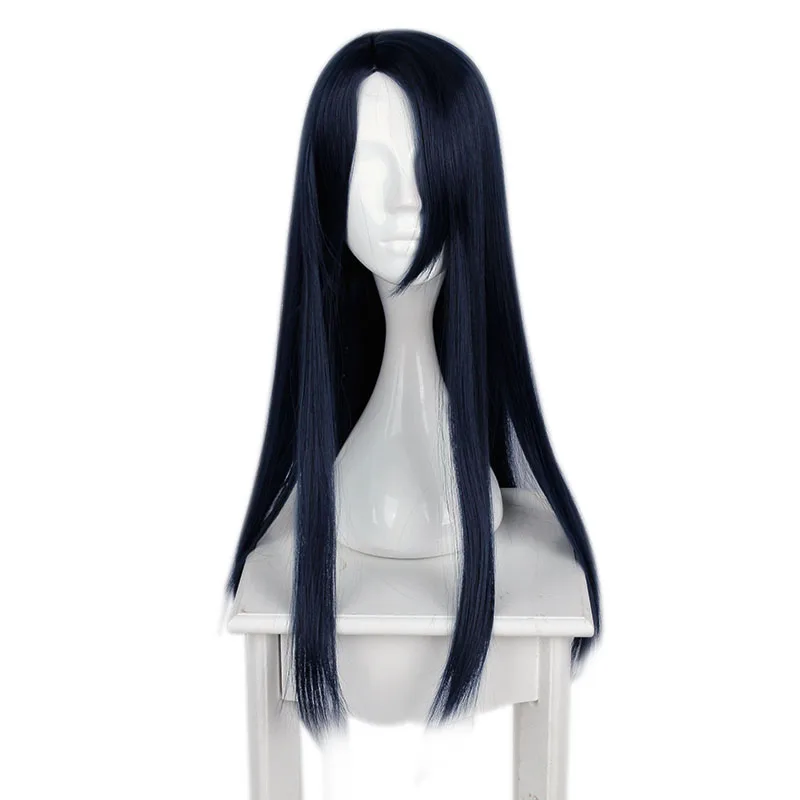 

MCOSER Free Shipping 70cm Synthetic Central Parting Long Straight Dark Blue Wig 100% High Temperature Fiber WIG-655C