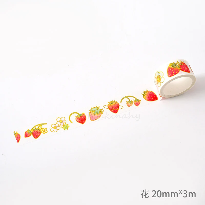 Cute Strawberry Party Series Bullet Journal gold Washi Tape Decorative Adhesive Tape DIY Scrapbooking Sticker Label Stationery - Цвет: 3