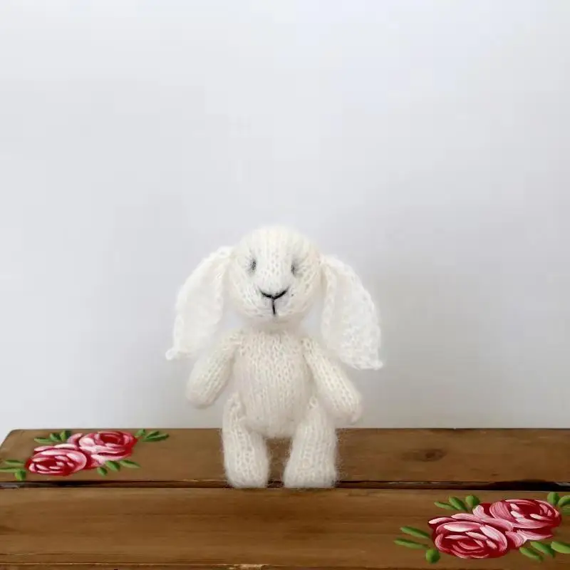 

Knitted Easter Bunny Rabbit Toy White Floppy Bunny For Newborn Photography Props Crochet Animal Doll Christmas Gift