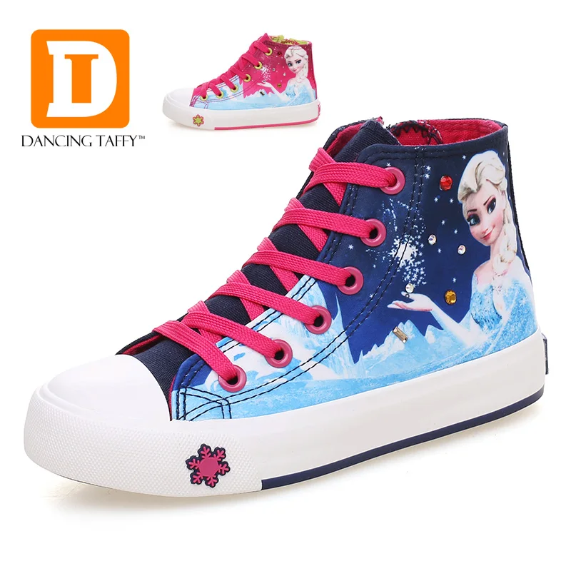 Princess Girls Shoes For Kids Fashion Elsa Anna Children Shoes 2016 New Ice Snow Queen Casual Denim Single Canvas Child Sneakers