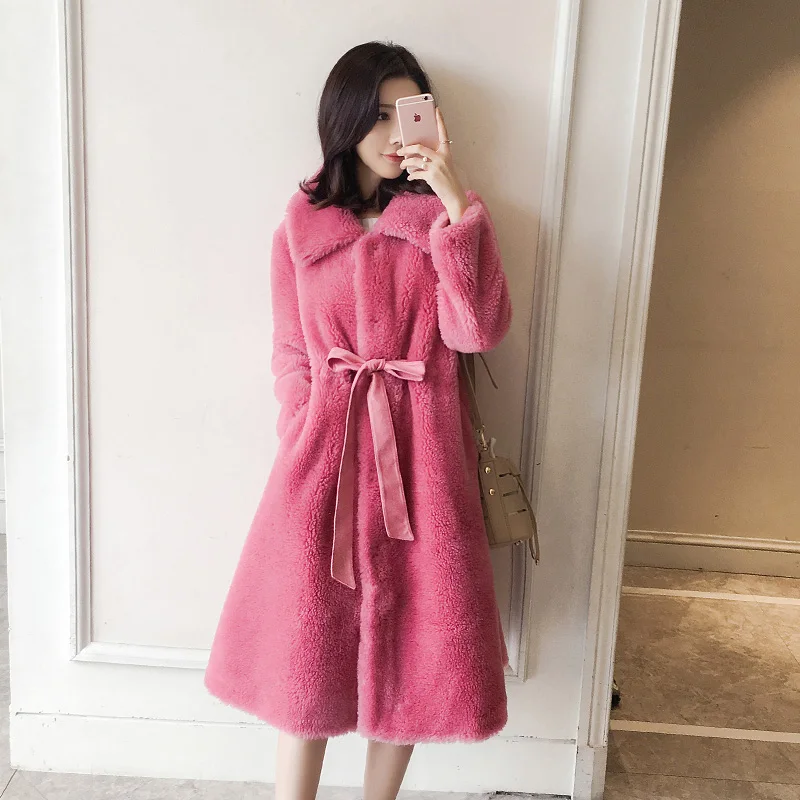 

Real Fur Coat Women Cute Sheep Shearing Coat Korean Warm Sheep Fur Jacket Woolen Overcoat Abrigos Mujer Invierno 2019 8128 YY599
